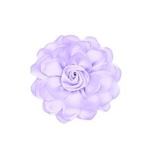 Detail of light purple satin fabric flower with multi-layer petals for hair accessories