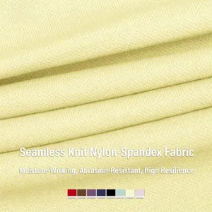 Seamless light yellow yoga leggings made of high-elasticity moisture-wicking knit fabric