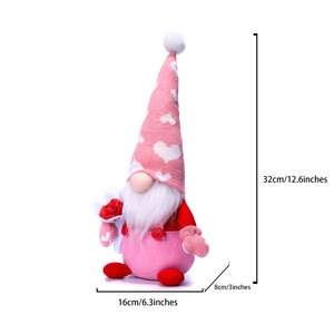 Guide détaillé des dimensions du gnome de la Saint-Valentin avec rose et motifs cœurs