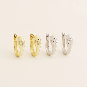 Snake hoop earrings in gold and silver finish with sparkling stones for women