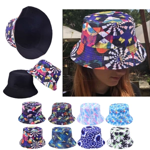Bob Réversible Coton Lavé Imprimé Graffiti Protection Solaire Streetwear Chapeau De Pêcheur Pour Hommes Femmes
