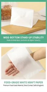 Detail of food grade semi-transparent paper toast bag with a sturdy wide square bottom