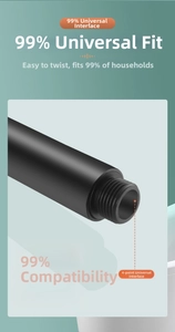 Detail of G1/2 universal threaded interface for matte black handheld shower head connector