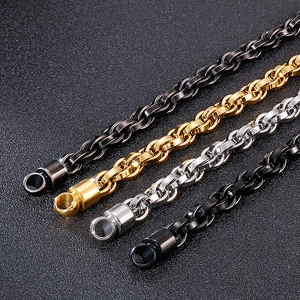 Bracelets gourmettes punk en acier inoxydable pour hommes en or argent noir et gris fusil