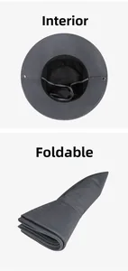 Detail view of foldable sun hat with breathable mesh lining and compact storage
