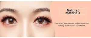Close-up of natural magnetic eyelashes on eye showing the soft roots and seamless fit