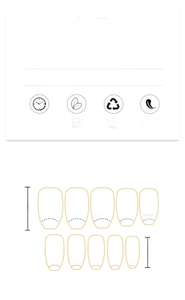 Detailed size chart showing 30 pieces of nude gradient French press-on nails in ABS resin