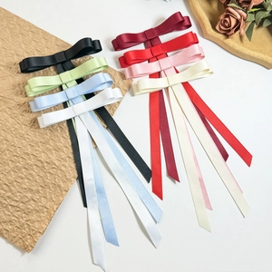 Satin ribbon bow hair clips set in multiple colors for sweet ballet style accessories