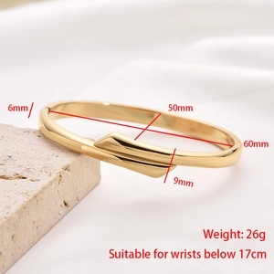 Detailed size specifications for minimalist gold plated stainless steel open bangles