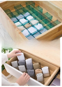 Adjustable honeycomb drawer organizer dividers for sorting socks and underwear in cabinets
