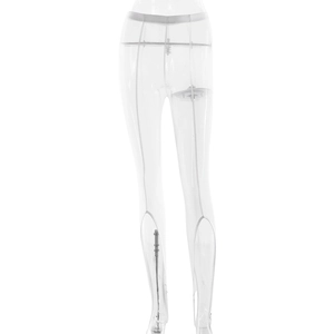 Vue détaillée du mannequin de bas du corps en plastique transparent pour leggings et bas