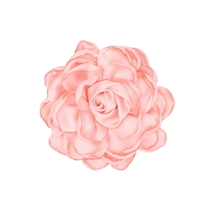 Detailed view of pink satin fabric rose with layered petals for DIY hair accessories