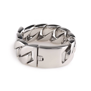 Heavy duty 32mm silver stainless steel Cuban link bracelet for men with square clasp