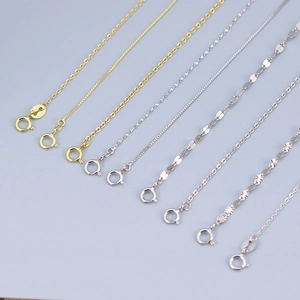 S925 sterling silver chain necklaces in gold and silver finishes with spring clasps