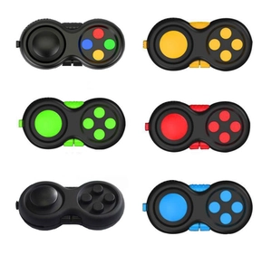 Showcase of various colorful decompression fidget pads with tactile silicone buttons