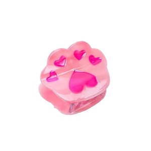 Pink cat paw hair claw clip with heart patterns for versatile hair styling