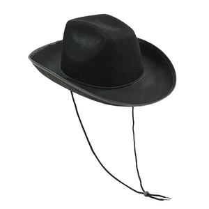 Klassischer schwarzer Western-Cowboyhut mit verstellbarem Kinnriemen für Partys und Bräute
