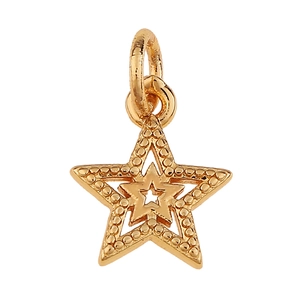 Gold plated star pendant with micro-set zircon and textured cutout design for jewelry DIY