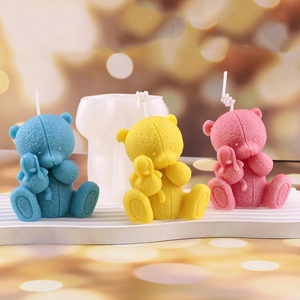 3D teddybeer geurkaars siliconen mal schattige dierlijke aroma wax DIY huisdecoratie