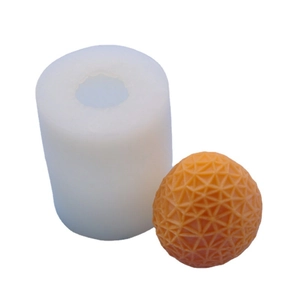 Easter egg silicone mold with geometric grid texture for DIY scented candle making