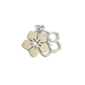 Polished silver floral pendant made of laser-cut stainless steel for jewelry making