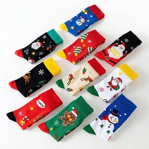 Multipack of cotton Christmas crew socks featuring Santa, Reindeer and festive patterns