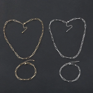 Minimalist Stainless Steel Paperclip Chain Necklace And Bracelet For Women Waterproof Non-Fading Fashion Jewelry