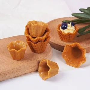 Artificial Ice Cream Waffle Cup Realistic PVC Food Model For DIY Crafts Photography Props Cake Decoration Accessory