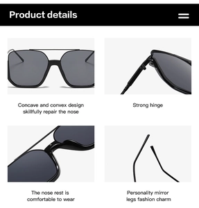 Detail view of large frame sunglasses showing reinforced hinges and ergonomic nose pads