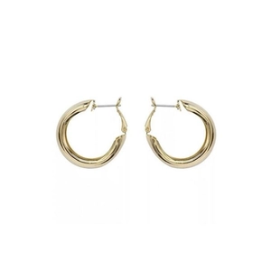 Minimalist gold-tone C-shaped chunky hoop earrings with polished metallic finish
