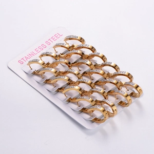 Polished gold stainless steel huggie hoop earrings with micro-paved crystal zircons