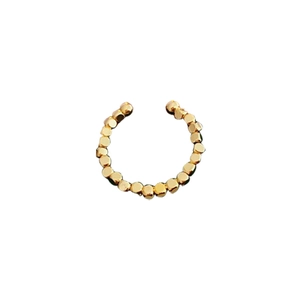 Gold plated beaded open ring with vintage minimalist design and textured metallic finish