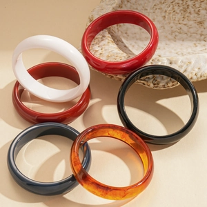 Vintage Resin Bangle Bracelet Chunky Retro Round Geometric Acrylic Thick Glossy Minimalist Fashion Jewelry For Women