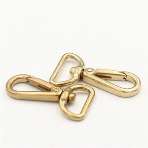 Set of two solid brass swivel lobster clasps with D-ring for DIY leather craft bag making