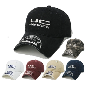 Distressed Baseball Cap Cotton Retro Embroidery Streetwear Style Adjustable Sun Shade Hat For Men And Women