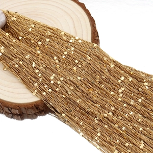 Polished gold stainless steel sequin chain with flat round discs for DIY jewelry