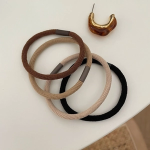 Lot de chouchous minimalistes haute élasticité aux tons marron, noir et beige