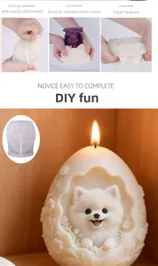 Detail of durable silicone mold showing flexibility and 3D Pomeranian relief candle effect