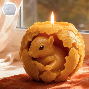 3D Eichhörnchen Eichel Blätter Silikonform Für DIY Kerzenherstellung Handgemachte Aromatherapie Gips Harz Seife Fondant Dekoration