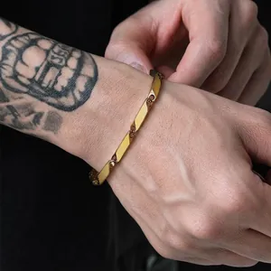 Geometric Stainless Steel Chain Bracelet Rhombus Link Punk Hip Hop Jewelry For Men Women Adjustable Extension