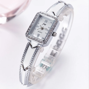 Orologio donna elegante al quarzo argento con cinturino in strass e quadrante bianco