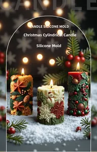 Stampi dettagliati in silicone per candele natalizie con pupazzo di neve e pigne decorative