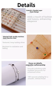 Detail of 18K gold plated stainless steel double layer bracelet with colorful charms