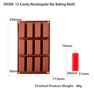 Bruine siliconen bakvorm met 12 holtes voor staafvormige koekjes, 296x173x30 mm