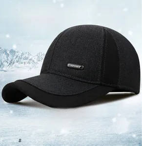 Close-up of thick winter baseball cap featuring fleece lining and sport badge detail
