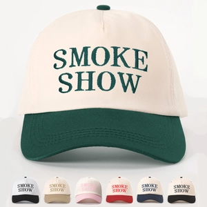 Casquette Baseball Polyester Couleur Contrastée Broderie Smoke Show Réglable Protection Solaire Chapeau Rétro Sport Hommes Femmes