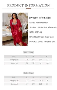 Tableau des tailles détaillé pour ensemble de pyjama en soie artificielle femme