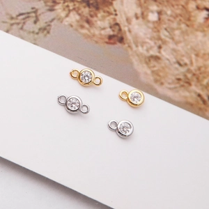 925 silver pendant connectors with sparkling cubic zirconia in gold and silver finishes