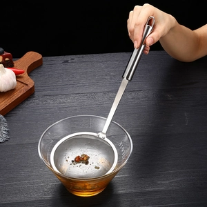 Fine mesh 304 stainless steel oil filter spoon for kitchen straining and skimmer use