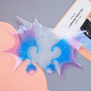 Silicone mold for resin mermaid fin ear clips and shell earrings DIY craft set